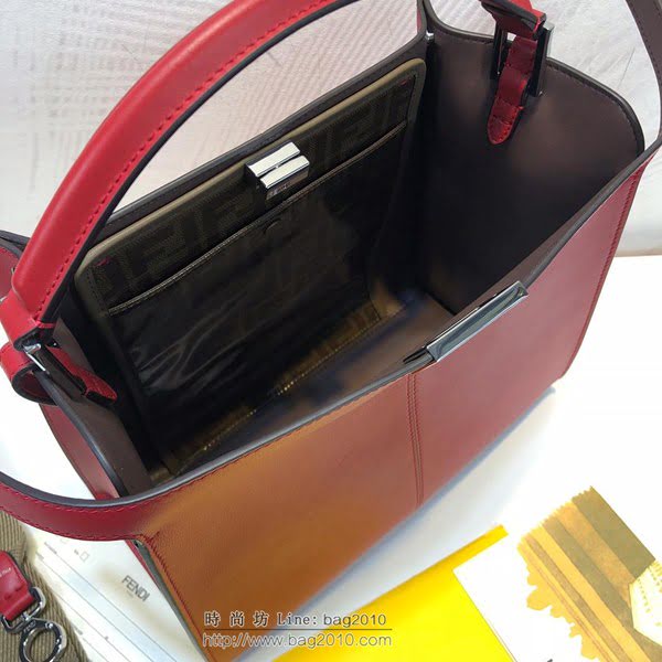FENDI女包 頂級原單 中號手袋 單手柄手提包 紅色小牛皮 芬迪女挎包  fdz2099